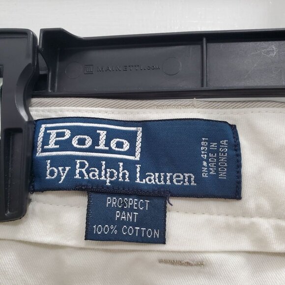 Polo by Ralph Lauren Men's Vintage Beige Flat Front Straight Leg Khakis Sz 38x32 - Picture 3 of 7